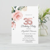 Watercolor Blush Rozen 35e Verjaardag Kaart (Staand voorkant)