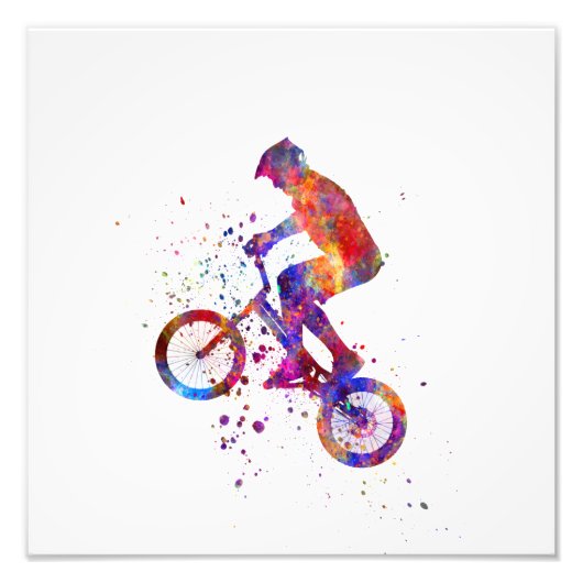 Watercolor bmx rider foto afdruk (Voorkant)