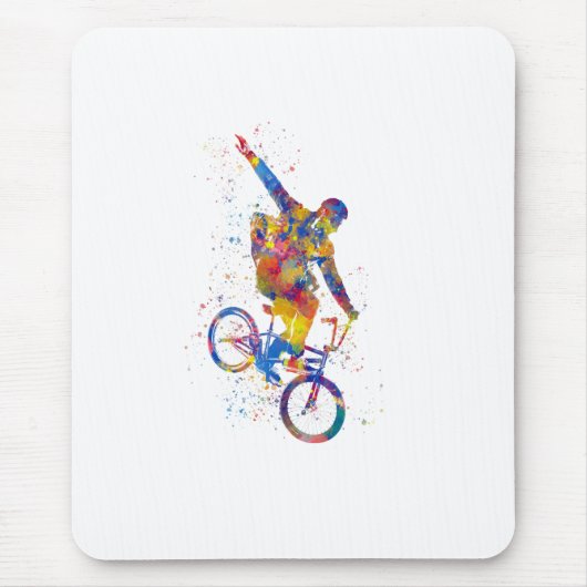 Watercolor bmx rider muismat (Voorkant)