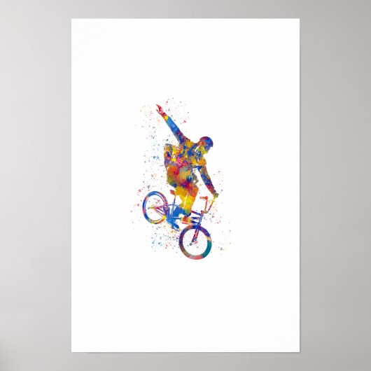 Watercolor bmx rijder poster (Voorkant)