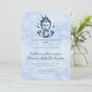 Watercolor Boeddha-hoofd  Boeddhistische Huwelijks Kaart