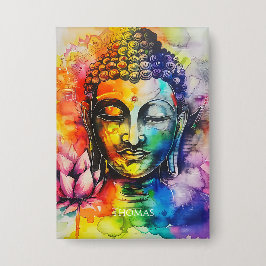 Watercolor Boeddha Regenboog Gepersonaliseerde Naa Button
