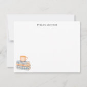 Watercolor Boekenstapel en koffiemok Persoonlijk g Notitiekaartje (Voorkant)