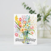 Watercolor Boeket Bloemen Briefkaart (Staand voorkant)