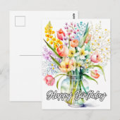 Watercolor Boeket Bloemen Briefkaart (Voorkant / Achterkant)