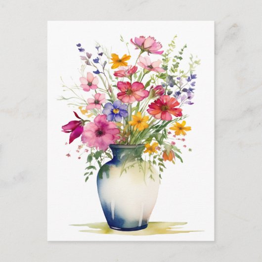 Watercolor Boeket Bloemen Briefkaart (Voorkant)