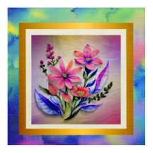 Watercolor Boeket Bloemen, Kleurrijke Achtergrond 