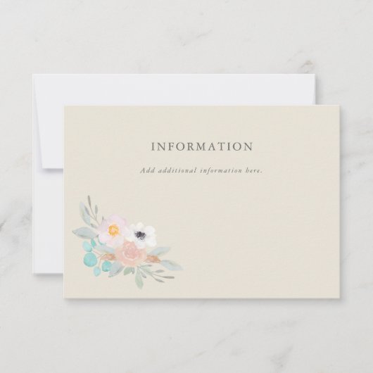 Watercolor Boeket, Bruidsfeest Informatiekaart Kaart (Voorkant)