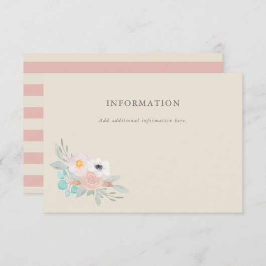 Watercolor Boeket, Bruidsfeest Informatiekaart Kaart (Voorkant / Achterkant)