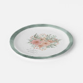 Watercolor Boeket Bruiloft Blush ID654 Papieren Bordje (Gekanteld)