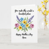 Watercolor Boeket Moederdagkaart Kaart (Gele Bloem)