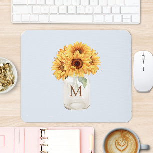 Watercolor Boeket van Ruige Zonnebloemen in Metsel Muismat