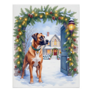 Watercolor Boerboel Boerderijhek Kerstmis Perfect Poster