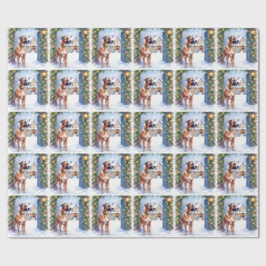 Watercolor Boerboel Farmhouse Gate Christmas Cadeaupapier (Vlak)