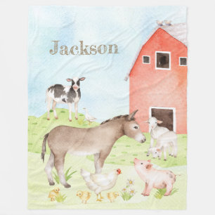 Watercolor Boerderij Dier Fleece Deken
