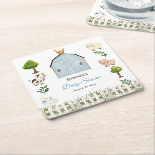 Watercolor Boerderij Dieren Baby Shower Kartonnen Onderzetters