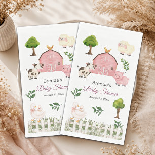 Watercolor Boerderij Dieren Baby Shower Servet