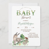 Watercolor Boerderij Dieren Ezel Baby Shower  Kaart (Voorkant)