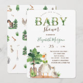 Watercolor Boerderij Dieren Gans Baby Shower  Kaart (Voorkant / Achterkant)