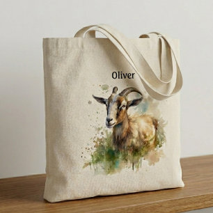 Watercolor Boerderij Geit, op maat gemaakt Tote Bag
