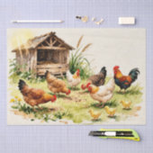 Watercolor Boerderij Kippen Tissuepapier (Craft)