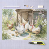 Watercolor Boerderij Kippen Tissuepapier (Craft)