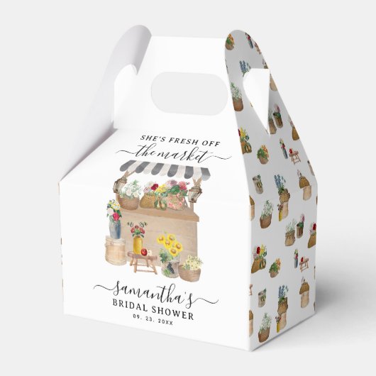 Watercolor Boerenbloemenmarkt Bruidsdouche Bedankdoosjes (Voorkant Zijde)