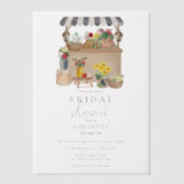 Watercolor Boerenbloemenmarkt Bruidsdouche Vellum Uitnodigingen (Voorkant)