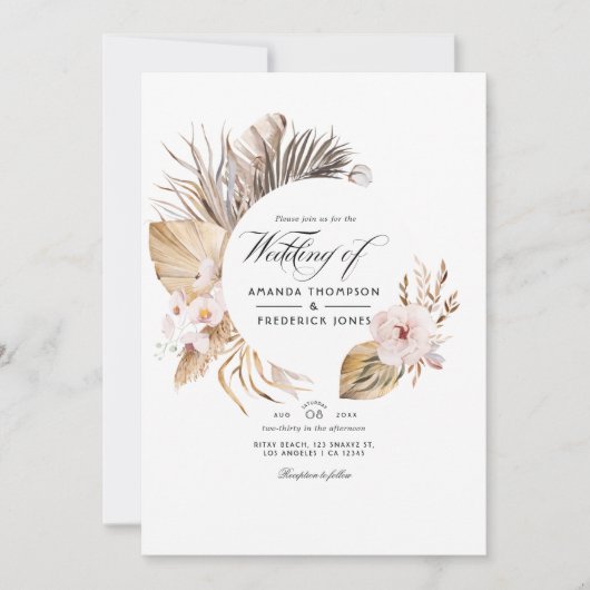 Watercolor Boheem Huwelijk Kaart (Voorkant)