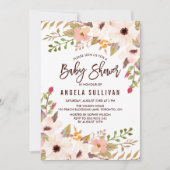 Watercolor Boheemse Bloemen Baby Shower Kaart (Voorkant)