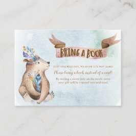 Watercolor Boho Beer Een Boek Baby Shower Informatiekaartje