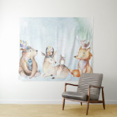 Watercolor Boho Beer Rurale Dieren Feest Achtergro Wandkleed (In Situ (horizontaal))