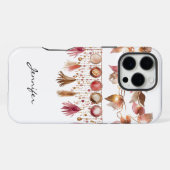 Watercolor Boho Blad Veer iPhone Hoesje (Achterkant horizontaal)
