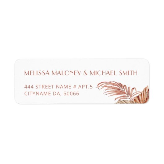 Watercolor Boho Bloem Terracotta Etiket (Voorkant)