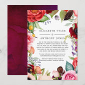 Watercolor Boho Bloem Uitgeklede Trouwgastenlijst Aankondiging (Voorkant / Achterkant)