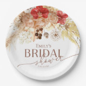 Watercolor Boho Bloemen | Terracotta Bruiloftsfees Papieren Bordje (Voorkant)