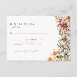 Watercolor Boho Bloemen Trouw RSVP Informatiekaartje