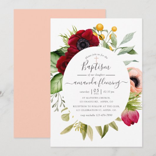 Watercolor Boho Bloemendoop Kaart (Voorkant / Achterkant)