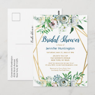 Watercolor Boho Bloemige Bruiloftsuitnodiging Briefkaart