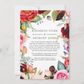 Watercolor Boho Bloemige Gereduceerde Trouwgastenl Aankondiging (Voorkant)