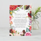 Watercolor Boho Bloemige Ingekorte Trouwgastenlijs Aankondiging (Staand voorkant)