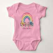 Watercolor Boho Bloemige Regenboog Romper (Voorkant)