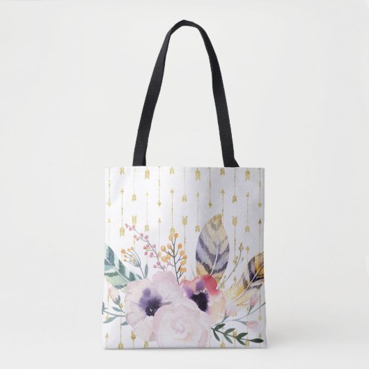 Watercolor Boho Boeket Tote Bag (Voorkant)