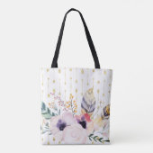 Watercolor Boho Boeket Tote Bag (Achterkant)