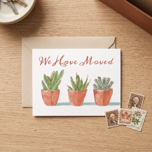 Watercolor Boho Cactus Adreswijziging Briefkaart
