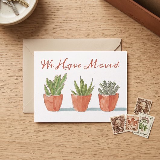 Watercolor Boho Cactus | Adreswijziging Briefkaart