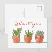 Watercolor Boho Cactus Bedankt Retouradres Briefkaart (Voorkant / Achterkant)