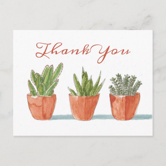 Watercolor Boho Cactus Bedankt Retouradres Briefkaart (Voorkant)