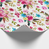 Watercolor Boho Chic Bloem Cadeaupapier (Hoek)