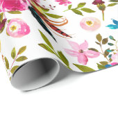 Watercolor Boho Chic Bloem Cadeaupapier (Rol Hoek)
